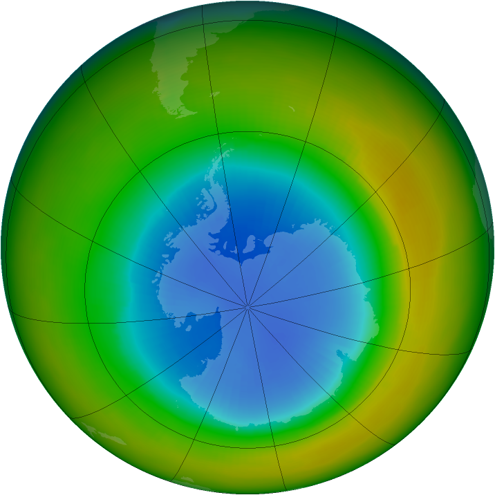 Antarctic ozone map for September 1983